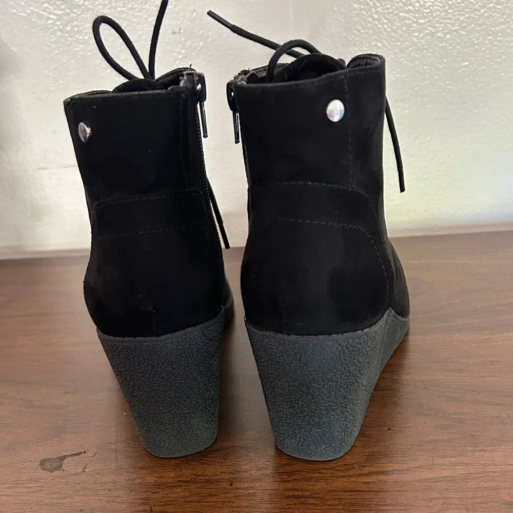 Style &co  Black Lace-Up Wedge Boots